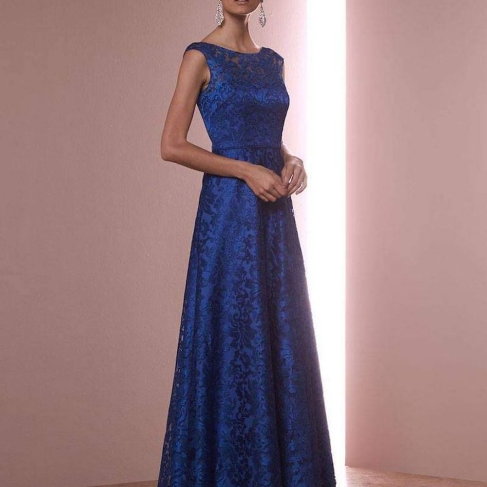Aidan Mattox Royal Blue Lace Gown Size 8